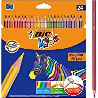 BIC Kids Evolution Stripes Lápices de colores - colores Surtidos- Blíster de 24 unidades